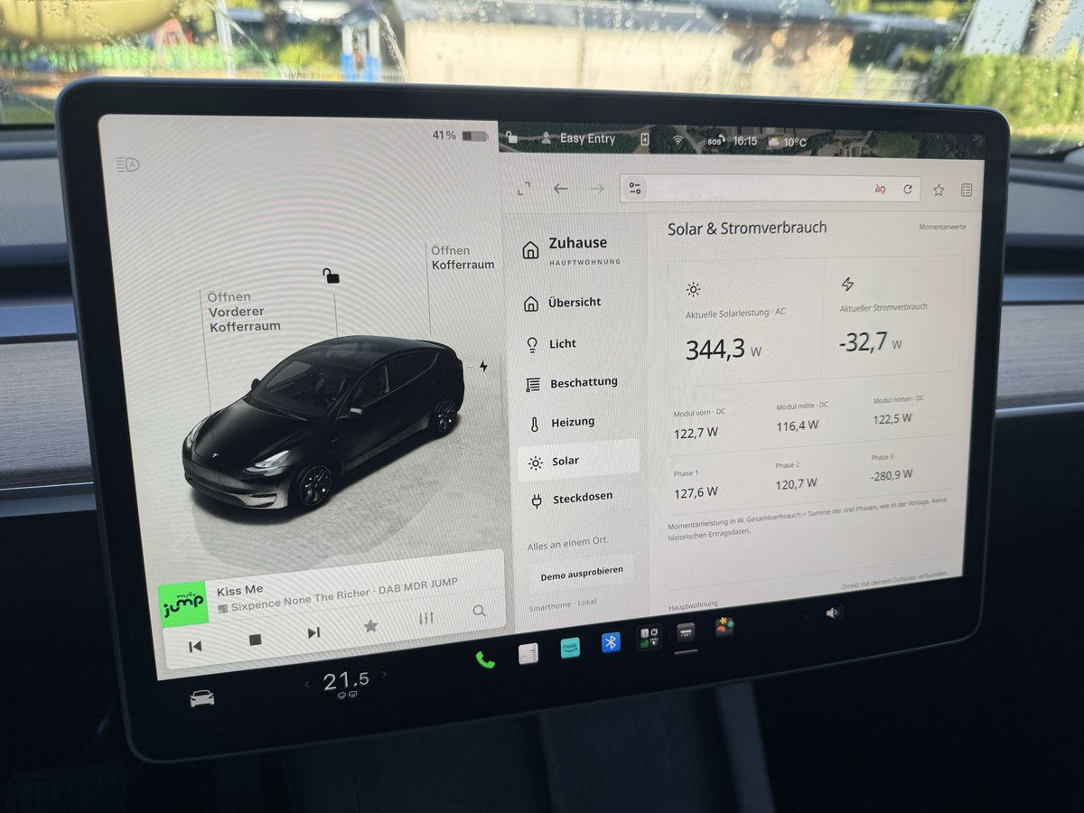 Rotzgung's tweet photo. @Tommekzzz @PeterSinse Hab mich heut mal ran gesetzt. Also mein Smarthome (KNX usw.) ist über einen Tunnel jetzt von überall auf der Welt im Tesla abrufbar 😉🤷🏼‍♂️ Ist sicher eher ein spezielles Problem von uns beiden, zeigt aber, dass das im Tesla sehr wohl sicher funktioniert 😬 Ohne Smartphone/Carplay https://t.co/rYVW8NrQxe