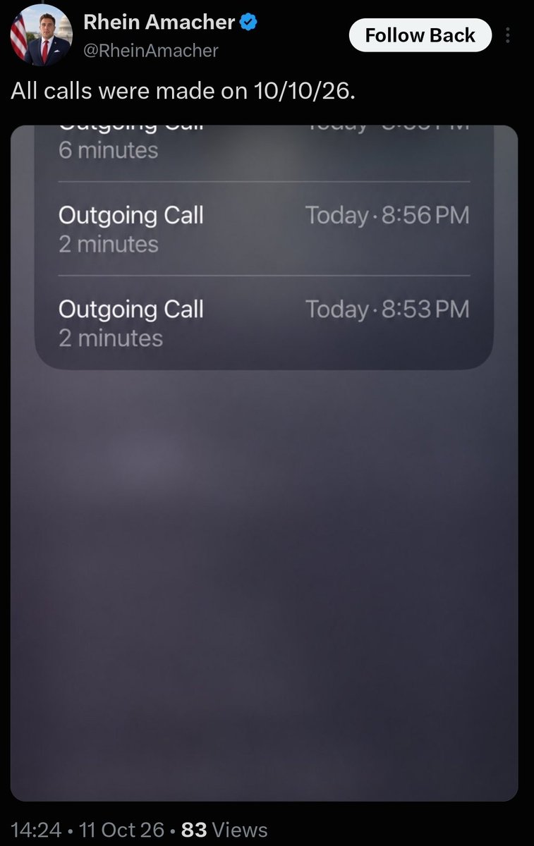 Shawn_Farash's tweet photo. I still remain skeptical of the Talarico mental health story mainly because of the timeline.

I'm not saying it's fake. I'm saying I don't believe it yet.

Here's where I'm hung up:

The calls were placed last night, according to the person who made the calls. The woman on the phone says Talarico was discharged "this evening."

But he was at the ACL Music festival yesterday afternoon. How was he discharged on the evening of 10/10 if he was at the ACL festival on the afternoon of 10/10?

Meaning he was out before he was allegedly discharged.

Is it possible the woman misspoke? Sure.

I remain skeptical for this reason.

That being said, we all know Talarico is crazy... Regardless of whether he got treatment.

Vote Ken Paxton.