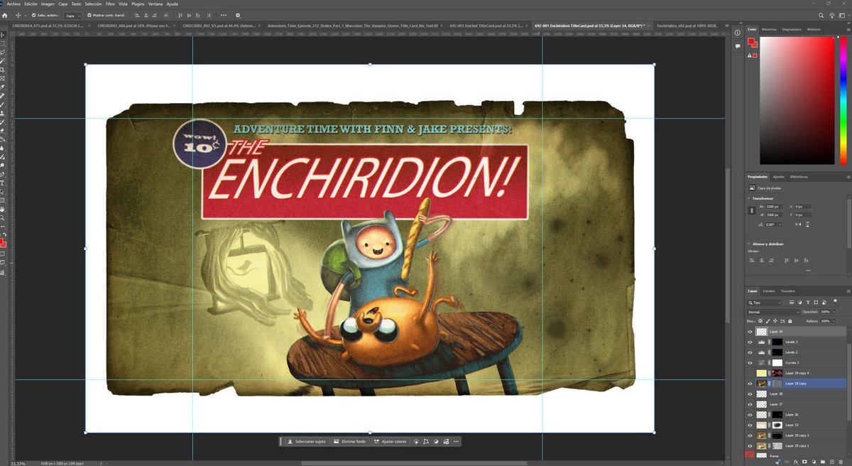 MardtJeff's tweet photo. Dentro del archivo de Photoshop de la “Title Card” del episodio de “El Enchiridion”, aún existe lo que fue parte de la versión “original”, esa que hizo que los CreepyPastas de Hora de Aventura exploraran en el 2012 😳 https://t.co/1Bpep2YMSG