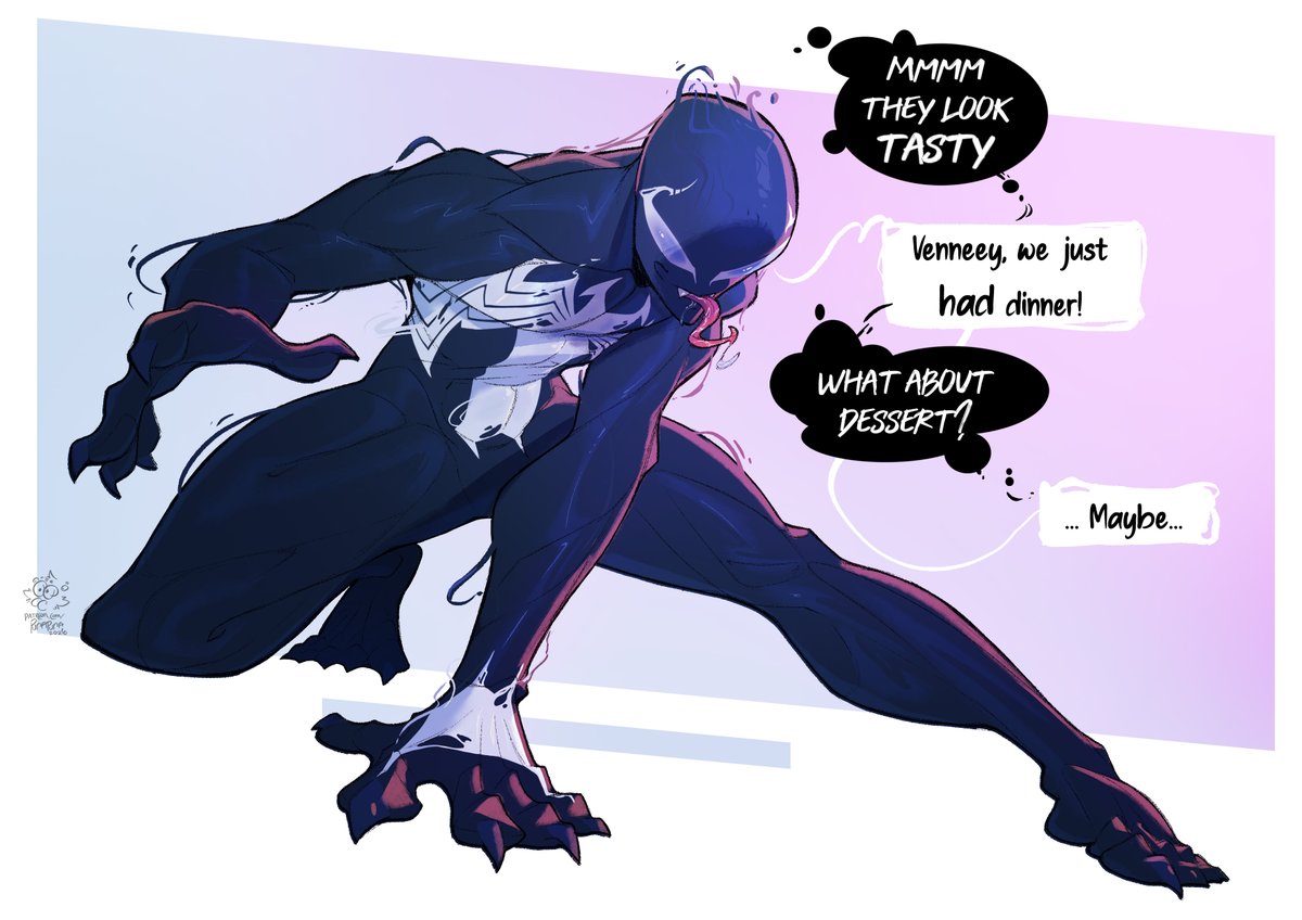 punapunaartums's tweet photo. WOOOO!! FIRST SYMBYSPIDEY ART IN A LONG MINUTE!!

I'm sure by dessert Venny means foods... Right?? O.o

Looking forward to doodling more symbiote related content over the next couple weeks but for now hope ya'll enjoy!!
#symbiotober2026 https://t.co/1hWx7hm9R6