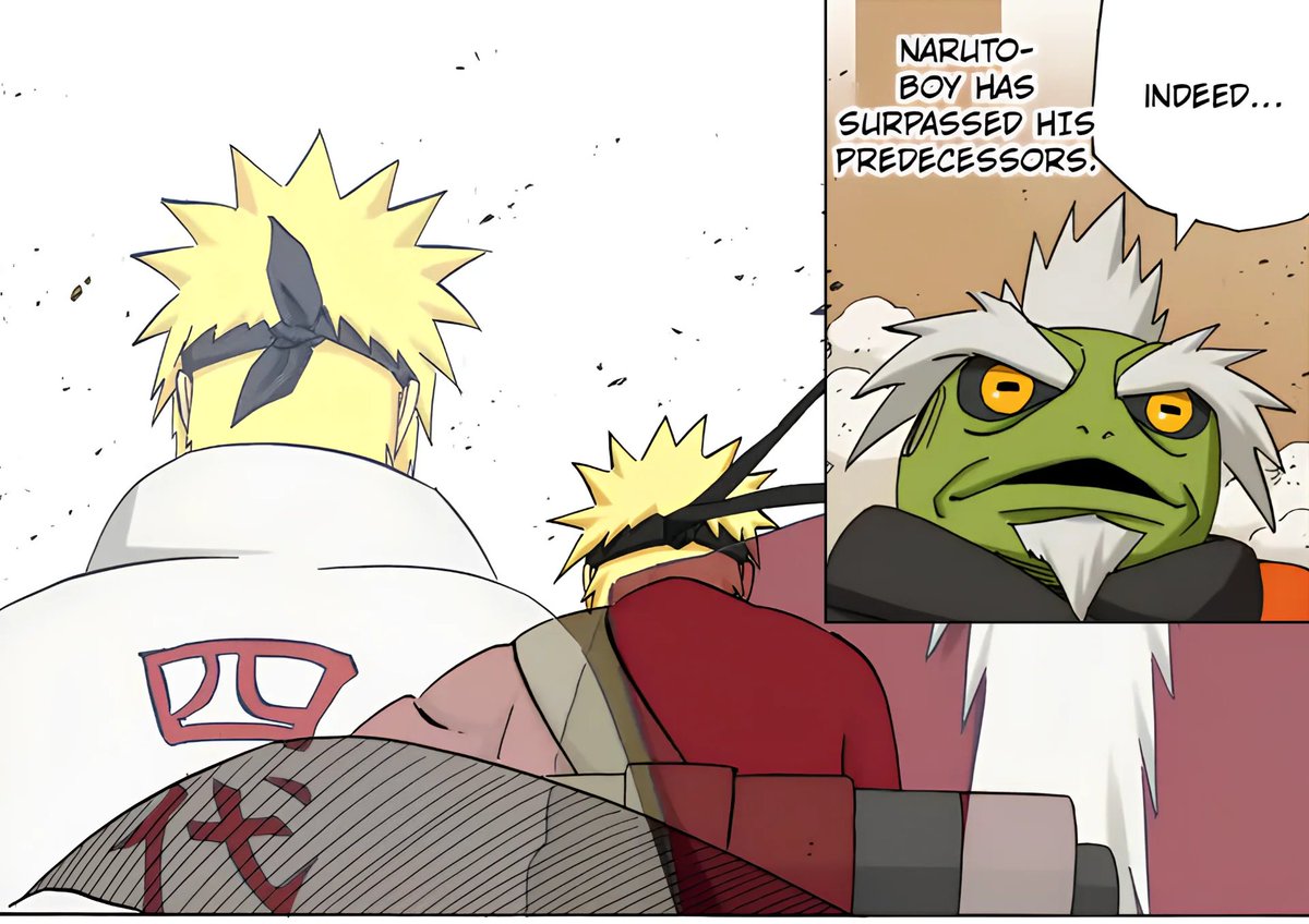 TMWxToxic's tweet photo. @BigOlDick23 @tyyttyyyxipp @OGxTP @Mister_Unsmiley Minato himself states that whoever lands the first hit wins, hence why he puts everything into his opening attack. Not to mention, the narrative clearly portrays Naruto as having surpassed Minato during the Pain arc, something Fukasaku even says https://t.co/wsEzcA0Wpb