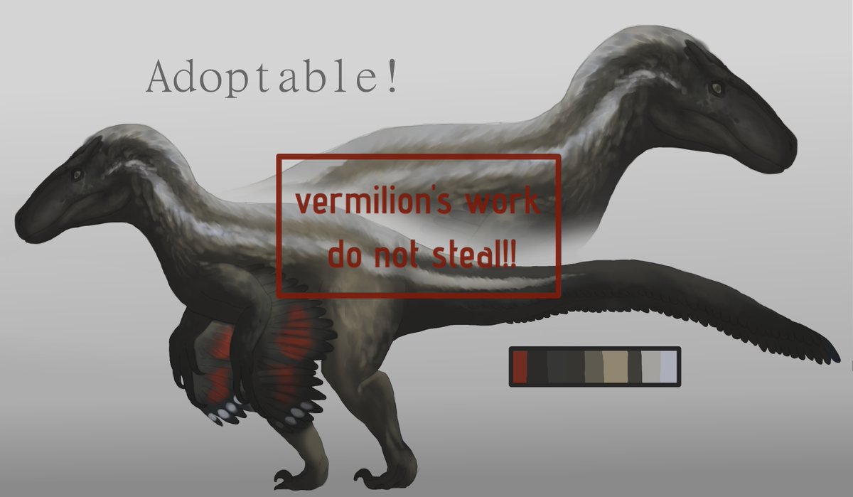 TotallyNotVermi's tweet photo. Made this adoptable! If anyone is interested go check out my kofi!
#adoptable #utahraptor #dinosaur https://t.co/i1B8ZJ4BoX