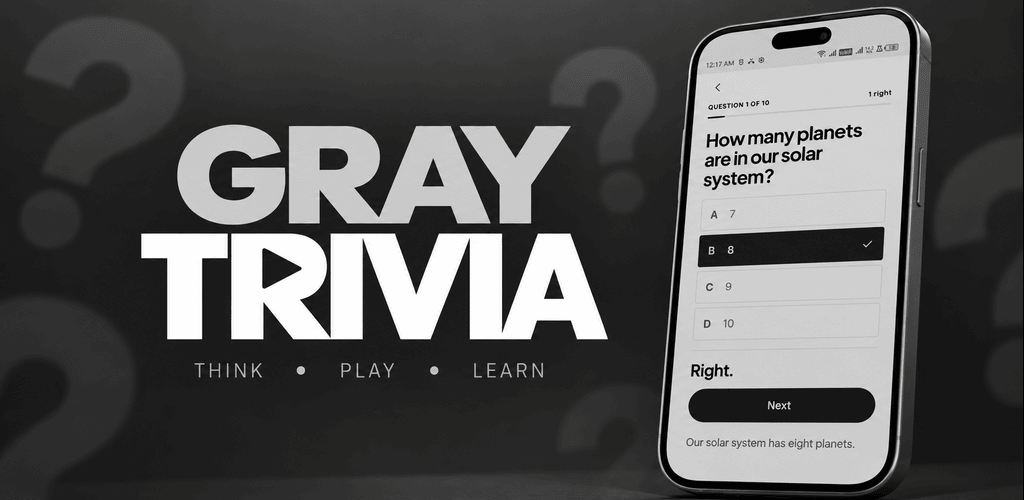 moonfire_group's tweet photo. GrayTrivia ◻️

Ten hand-checked trivia questions a day: geography, science, space. No timer, no lives, works offline. Every answer comes with an explanation, right or wrong.

Play today's ten:
https://t.co/K9DhaHdc1s https://t.co/PPykrYyo4i