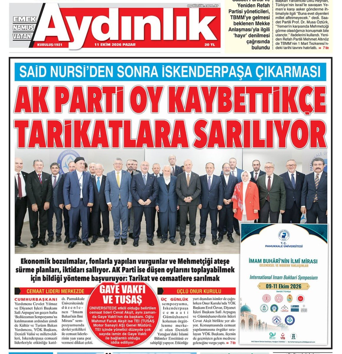 kaanarslanKA's tweet photo. 🚨İskenderpaşa cemaati Pamukkale Üniversitesi'ni ele geçirmeye çalışıyor

▪️2016'dan sonra harekete geçtiler, kendilerinden olmayan akademisyenleri tasfiye edip uzaklaştırıyorlar. 

▪️Akademisyenler asılsız iftiralarla disiplin cezasına maruz kalıyor. Boşalan yerlere İskenderpaşa mensubu isimler yerleştiriliyor. 

▪️Böyle bir ortamda hükümet yetkililerimiz ve YÖK, cemaat lideri Cevat Akşit ile birlikte etkinlik düzenliyor. 

▪️Nurcuların "Bediüzzaman Sempozyumu"ndan bir hafta sonra yine hükümet-cemaat yan yana.