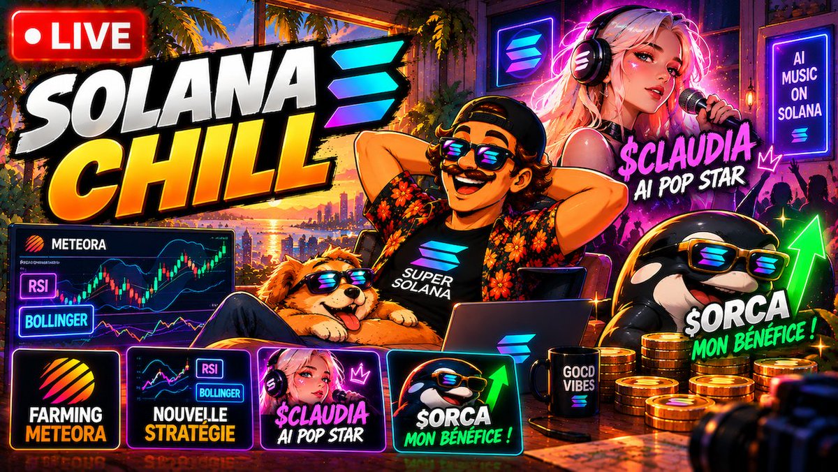 STEP_iN_CRYPTO's tweet photo. 🔴 LIVE SOLANA CHILL CE SOIR ! ☕🔥

🗓️Au programme :
du farming, des gains et une nouvelle narrative qui pourrait faire parler d'elle 👀

☄️ METEORA — Nouvelle stratégie DLMM peaufinée avec RSI + bandes de Bollinger 📊

🎤 $CLAUDIA — Les AI Pop Stars : prochaine grosse narrative crypto ? 🤖

🐳 solana:orcaEKTdK7LKz57vaAYr9QeNsVEPfiu6QeMU1kektZE — Retour sur mes bénéfices et ma possible sortie prochaine💰

🪂 Et comme comme tous les dimanches à 21h30 : News Solana Airdrops, DeFi  et discussions avec la commu SOLANA 💙

🍹 Installez-vous, on va passer une bonne soirée ensemble !

🔴 ON EST LIVE LIEN👇