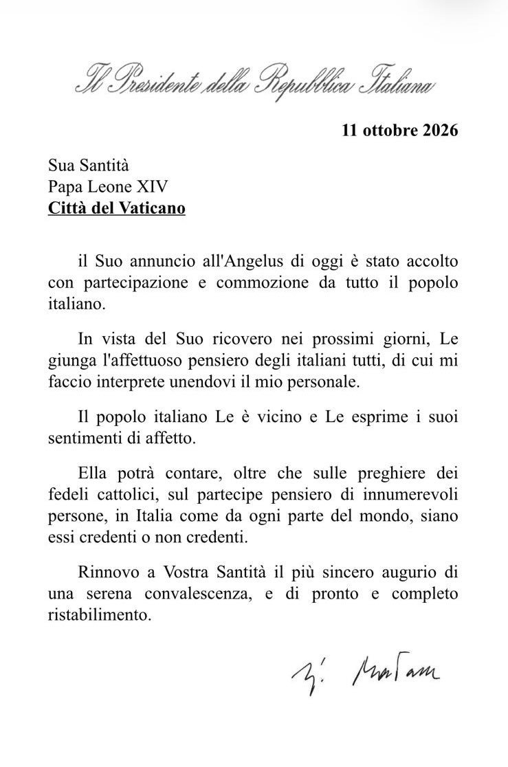 artsemvesprini's tweet photo. @Quirinale scrive a @Pontifex_it https://t.co/VHkf45oAvm