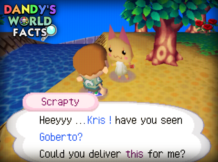 DW_Funnies's tweet photo. 🧠Dandy Fact #3 ! 👀

 Did you know? 🤔 That Scraps was inspired by an Animal Crossing: Wild World villager called "Scrapty". 🐱

 This Villager doesn't appear in later games from the series, as it was killed after a 9 hour police chase where she crashed into a building. 🚓 https://t.co/CYHfNKEEhM