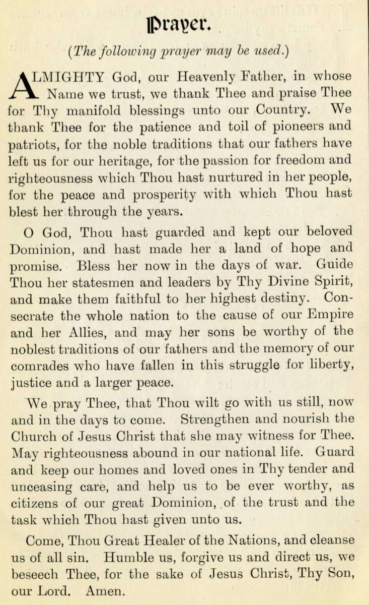 Canada_Unknown's tweet photo. A Thanksgiving prayer for the Dominion of Canada from 1917. https://t.co/YXffx41awi