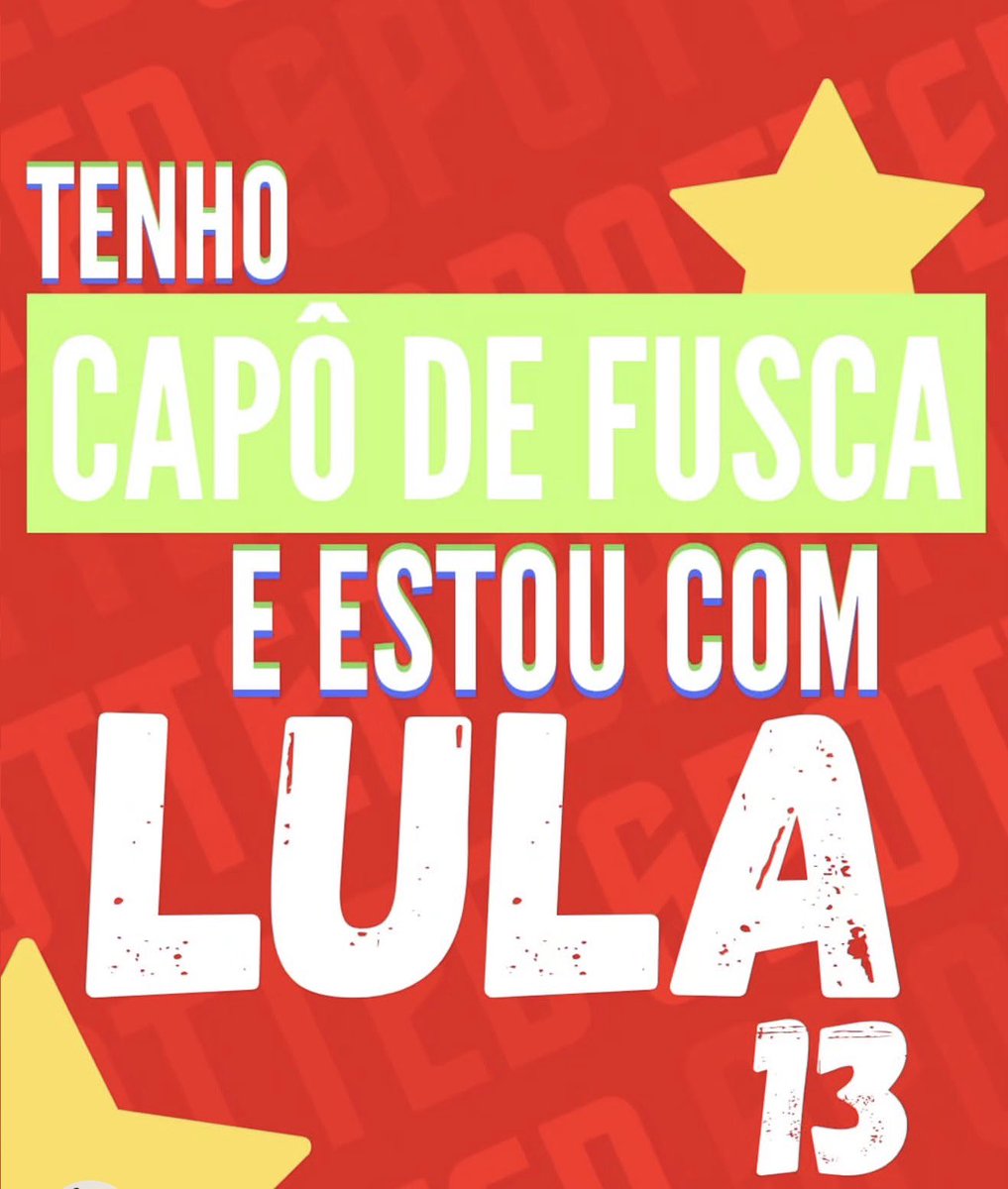 Amandahlua's tweet photo. Tenho capô de fusca e estou com Lula https://t.co/EeQolKOCdO