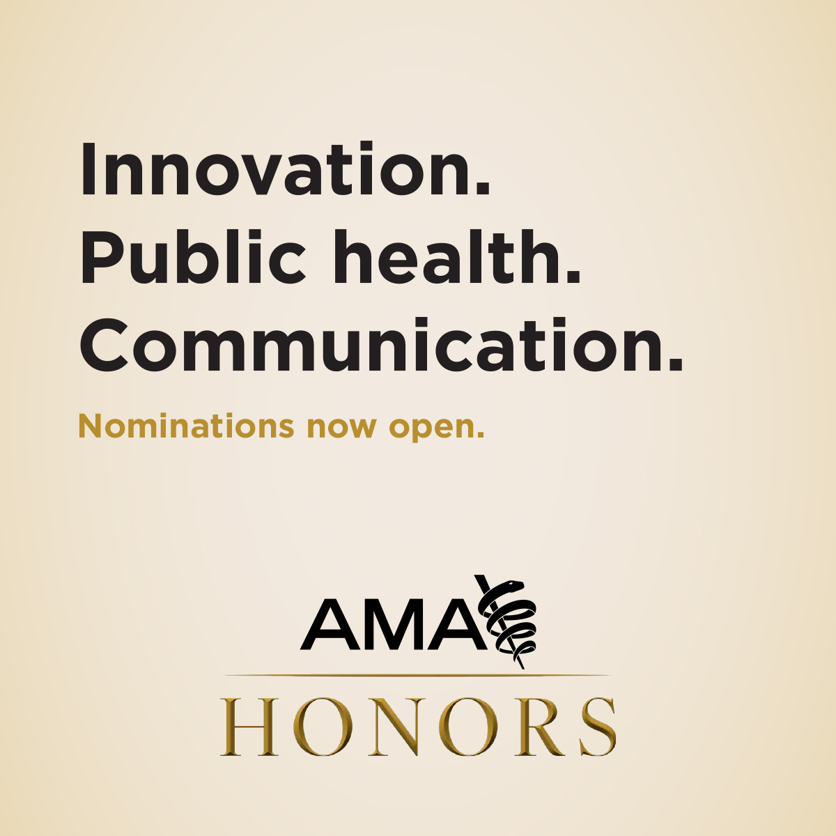 AmerMedicalAssn's tweet photo. The people pushing health care forward deserve to be recognized.

Nominate an outstanding physician, innovator, public health leader, communicator or changemaker for AMA Honors.

🏆 Tech Innovator
🏆 Public Health Champion
🏆 Excellence in Communication

Each honoree receives $25,000. Nominate by Nov. 2: https://t.co/xq8VuTXmJp