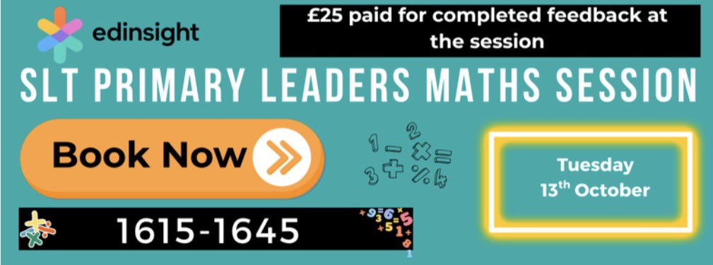 EdInsightEvents's tweet photo. Calling Primary maths leads or SLT 🙏🙏Can you spare 30 mins on Tues at 415? Listen to a demo of a new maths product and get £25 Amazon thank you for completing a feedback form on the night. https://t.co/Ph4oFbL9fB https://t.co/isZYYHTMon