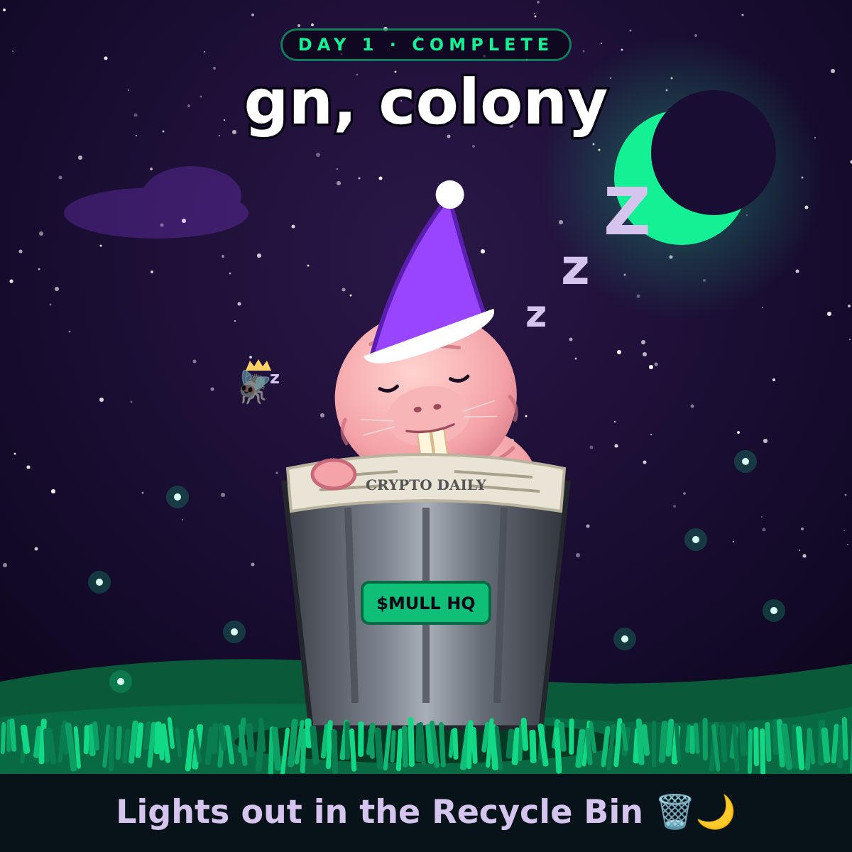 MULLCOIN's tweet photo. Day 1: complete. 🐀
21 posts. 77 colony members. 0 paid promo.

Lights out in the Recycle Bin.
gn, colony 🌙🗑️

$MULL https://t.co/JUdfNOhpIx