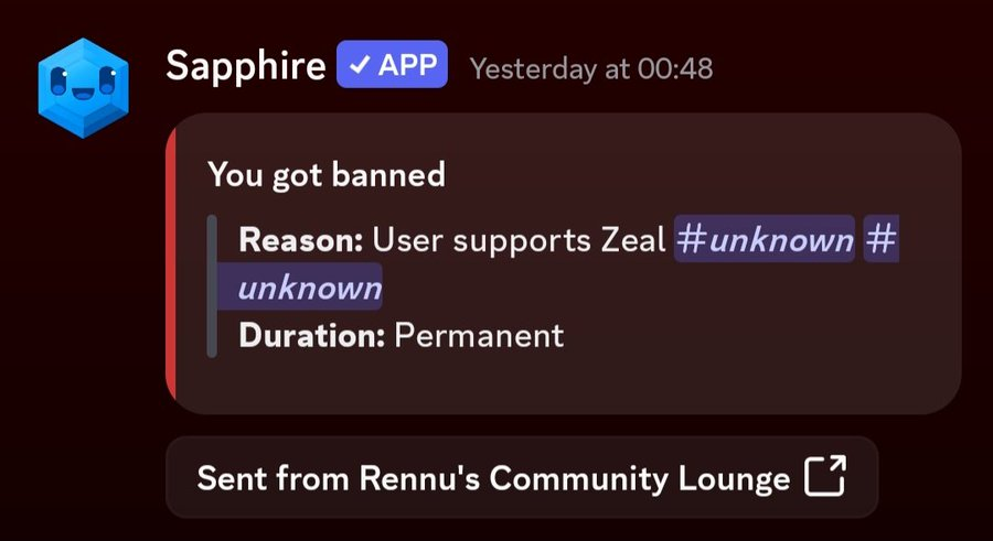FokaFokowata's tweet photo. LMAO REN IS BANNING PEOPLE BECAUSE
,,User supports Zeal" IM CRYING😭😭 https://t.co/NIlJuwjG0l