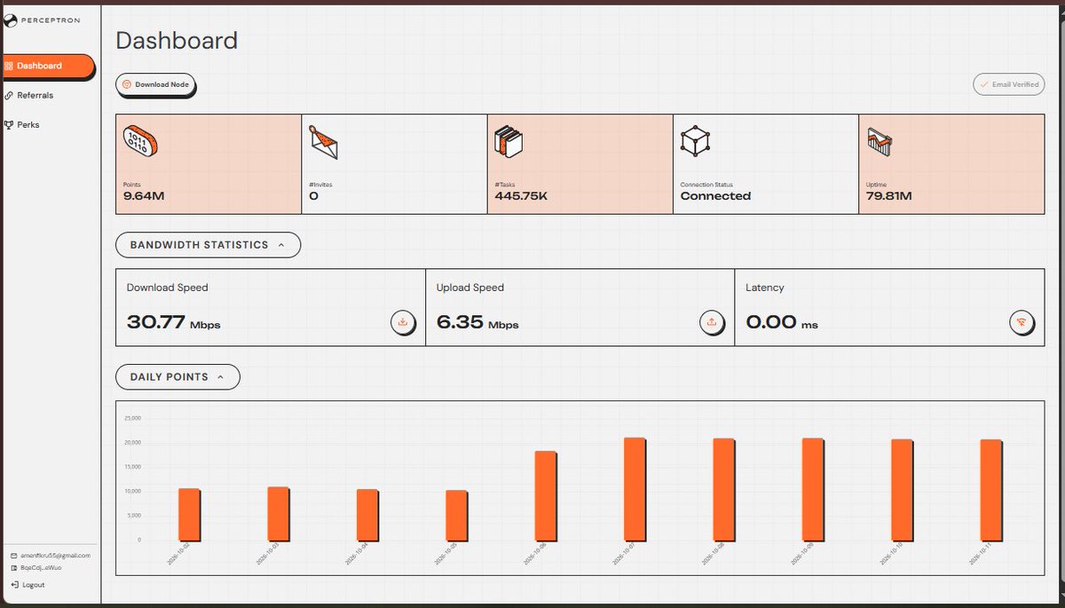 AmenF55's tweet photo. Exploring the Perceptron Node Dashboard makes it easier to stay connected with the network and track node activity. Every node contributes to building a stronger decentralized future! 🚀

Keep running nodes and stay #NodeAndProud @PerceptronNTWK https://t.co/H2eaLRHoqt
