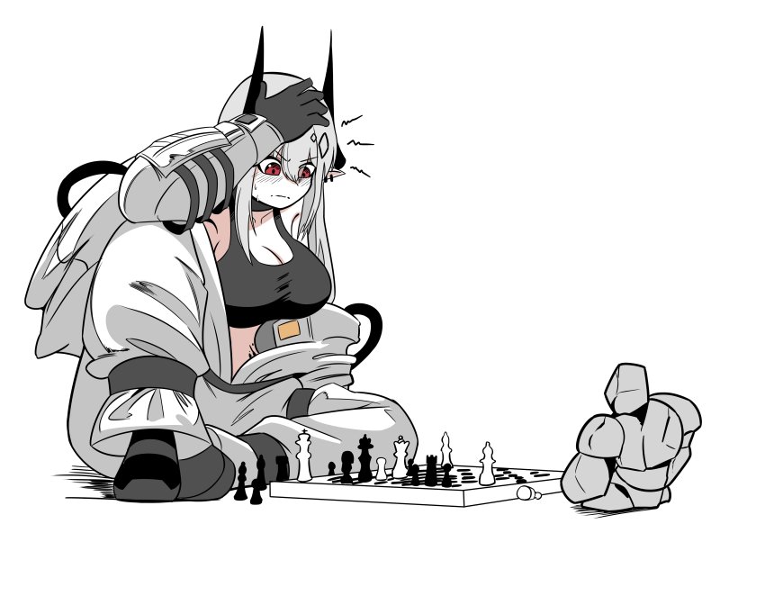 PaintedDungeons's tweet photo. Silent tried this weird game calles Chess!

She made herself a enemy out of stone to play with.

She lost against said stone 3 times now...

She never noticed that she lost against herself the entire time https://t.co/t01JeouPvq
