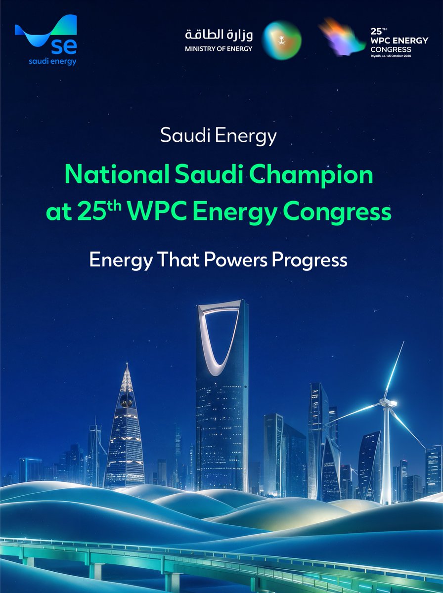 SaudiEnergy's tweet photo. #SaudiEnergy joins the 25th WPC Energy Congress in Riyadh as a National Energy Partner and an enabler of the Kingdom’s energy system, strengthening its reliability and supporting its transformation for the future.

#WPC2026 https://t.co/CDKqj8Vojz