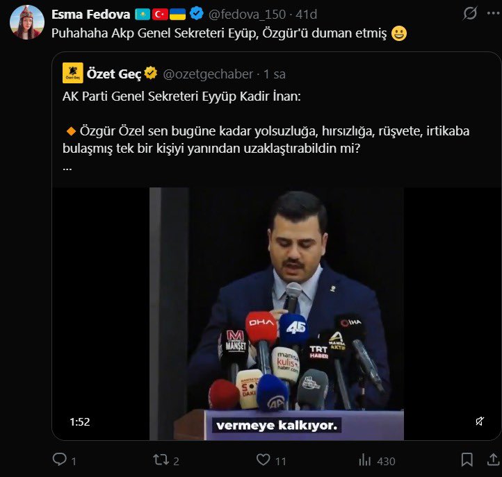 radarhaberr's tweet photo. Sosyal medyada muhalif kimliğiyle bilinen bazı hesapların, aynı metin diliyle AKP Genel Sekreteri Eyyüp Kadir İnan’a övgüler dizmesi dikkat çekti. https://t.co/d1KgN6tz5u