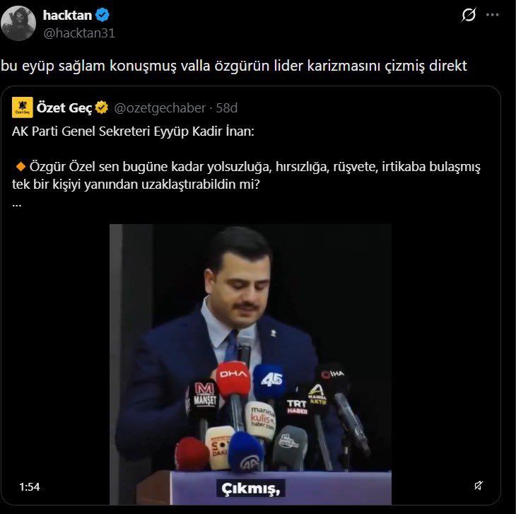 radarhaberr's tweet photo. Sosyal medyada muhalif kimliğiyle bilinen bazı hesapların, aynı metin diliyle AKP Genel Sekreteri Eyyüp Kadir İnan’a övgüler dizmesi dikkat çekti. https://t.co/d1KgN6tz5u