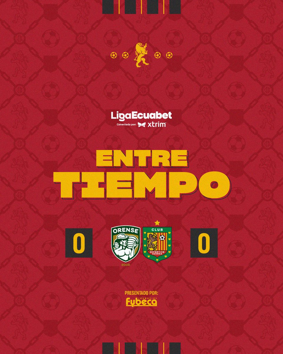 DCuencaOficial's tweet photo. ⏸️Final del primer tiempo⏸️
Presentado por #Fybeca 

#Orense 🆚 #DCuenca
📅 Fecha 2 - Hexagonal dos
🏆 #LigaEcuabetconectadaporXtrim
#VamosCUENCA 🔴⚫️ https://t.co/ZYRd0vRWVh