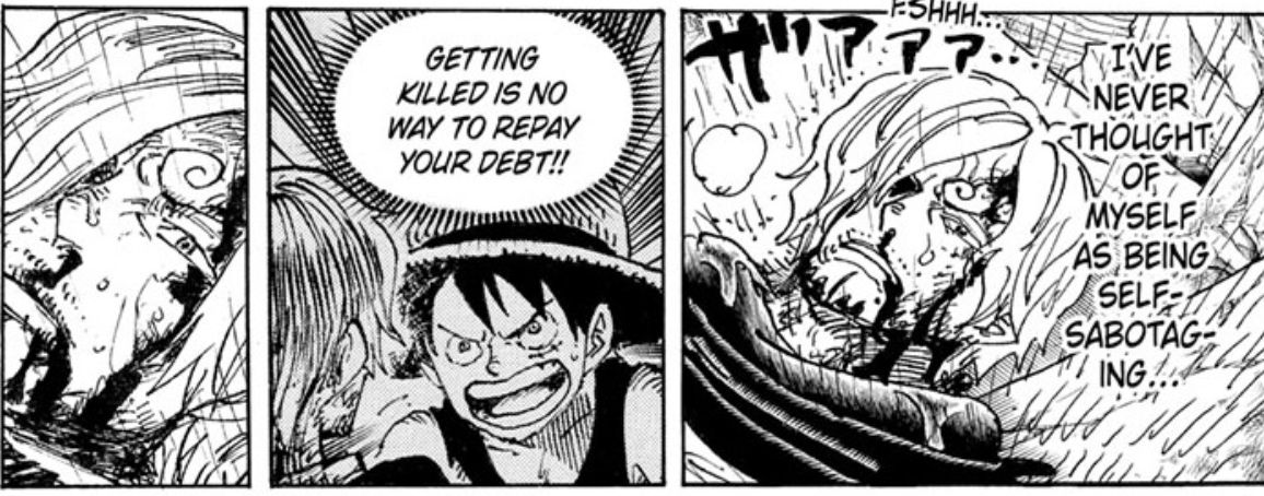 MelonTeee's tweet photo. no but fr having to constantly constantly say Sanji still hates himself and doesn't value himself and even getting THIS panel specifically shown again is making me feel waaaaaaaaaaay too vindicated, I would ALWAYS fall back on this panel to explain why Sanji hates himself LOL https://t.co/i0XfjFJuN8