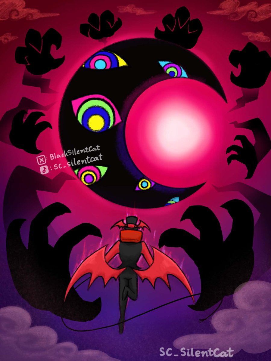 BlackSilentCat's tweet photo. I've been really busy with work lately, but I'm still planning out Batler's Story!
It's called "Eclipse AU" 🌑✨
where Moon gets infected by a virus and everyone abstracts except Caine. #tadc #EclipseAU #Caine https://t.co/49LrtxwsL9