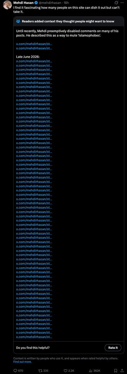 Awk20000's tweet photo. Mehdi Hasan's tweet calling out people on Twitter for being able to dish it out but not take it got hit with a really long community note https://t.co/wZOCn8b2lw
