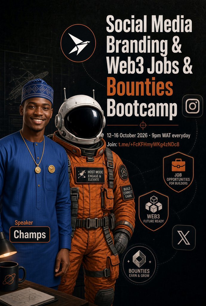 tinderlyonx's tweet photo. @_champs4 Is going to be our first speaker of the bootcamp, which he would be speaking about jobs, marketing etc.

Don’t miss this boot camp to join in 

Join the telegram group 

https://t.co/1cNRz8nj9z

Time : 9PM WAT ( SCHEDULE IT SO YOU DONT GET TO MISS OUT ) https://t.co/7r5F0U8Ktc