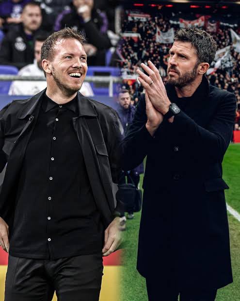 SlysportsX's tweet photo. 🚨💣 MAJOR BREAKING : Manchester United contact Julian Nagelsmann as potential Carrick REPLACEMENT.

Man Utd have made contact with former German National team Coach, Julian Nagelsmann to replace their under fire Coach, Michael Carrick.
This comes after the Current Utd Boss failed to beat 10 man bottom of the table Tottenham hotspur.