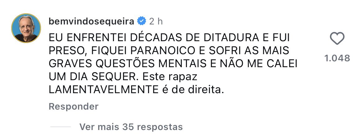 ImGoldenBoy's tweet photo. A esposa do João Gomes foi comentar pipipi-popopó sobre a postura neutra do esposo, daí veio o ator Bemvindo Sequeira e soltou essa pedrada: https://t.co/xI7GvVDahQ