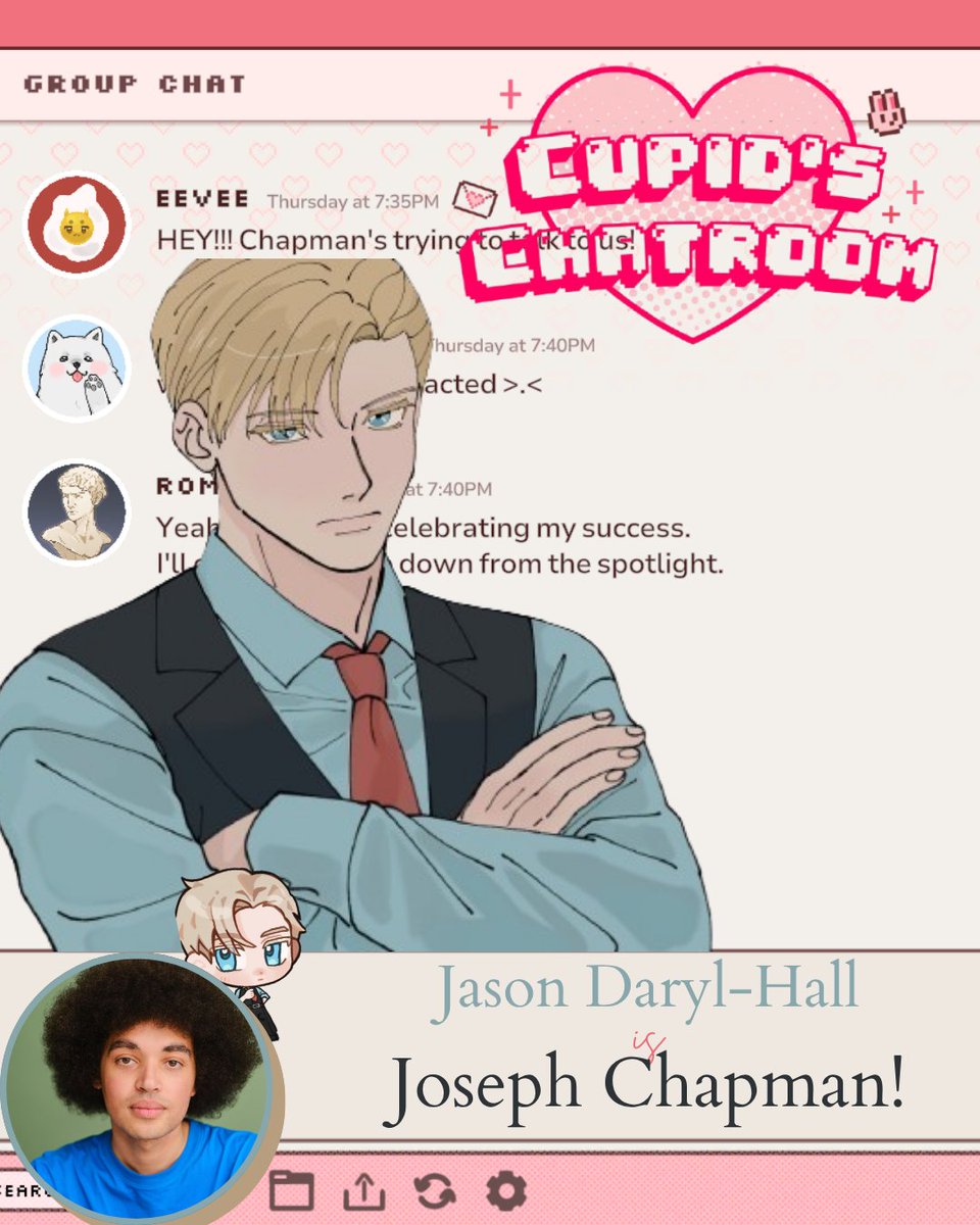 JJ11818's tweet photo. 🫖ANNOUNCMENT☕️

💙Well, Well ...  very late, but It's a pleasure to re-announce that I voice Joseph in 'Cupid's Chatroom'💙 

💙Thank you so much again to 
@atelieronmoon , @peachieevee for this brilliant opportunity💙

☕️Don't forget to check it out, darling☕️

#vn #voiceacting https://t.co/qZiu7N4cRa