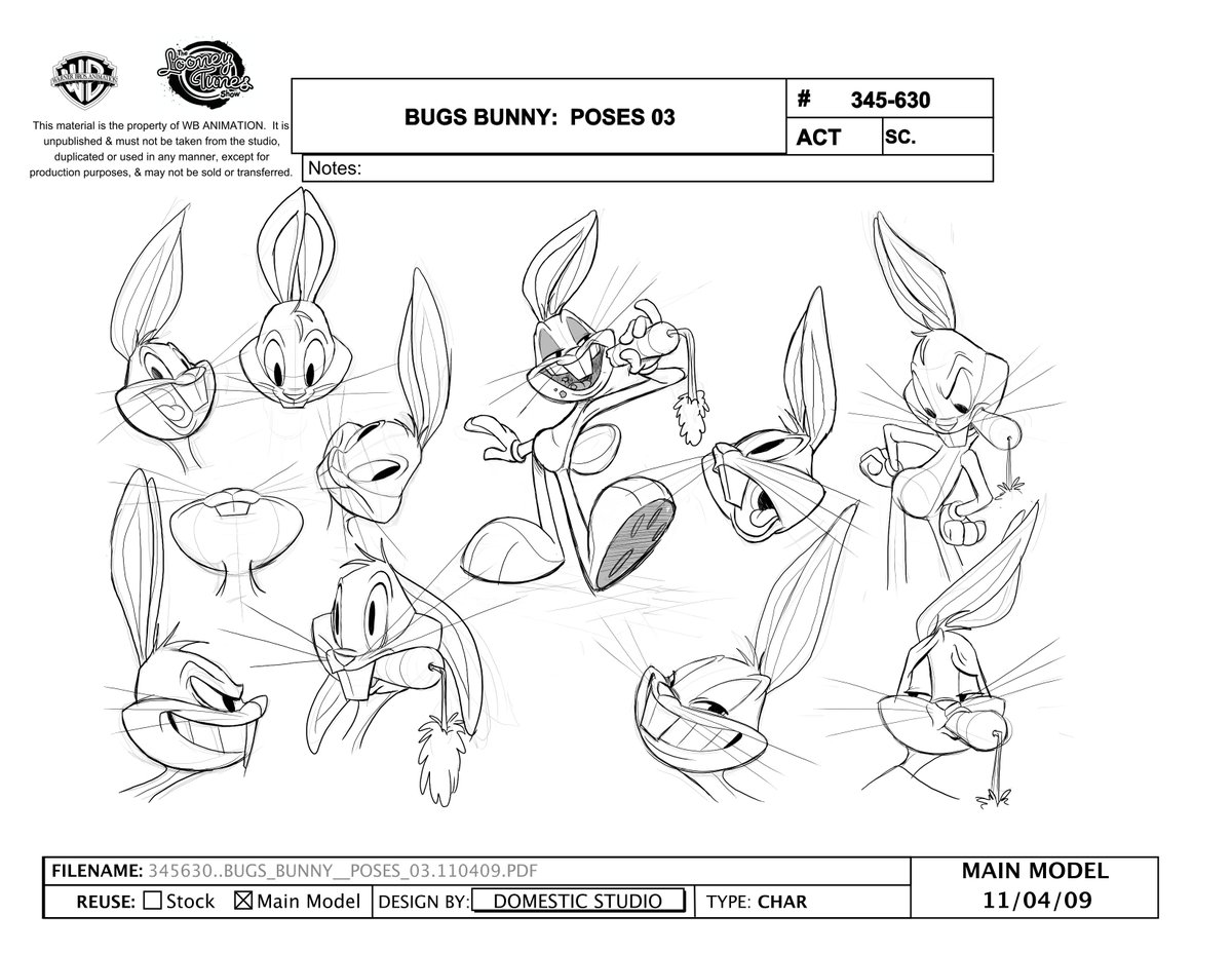 TheRealArtofTy's tweet photo. The Looney Tunes Show poses and turnaround model sheets (🧵) - Starting off with Bugs Bunny #looneytunes #tlts https://t.co/9ZupBnBWVZ