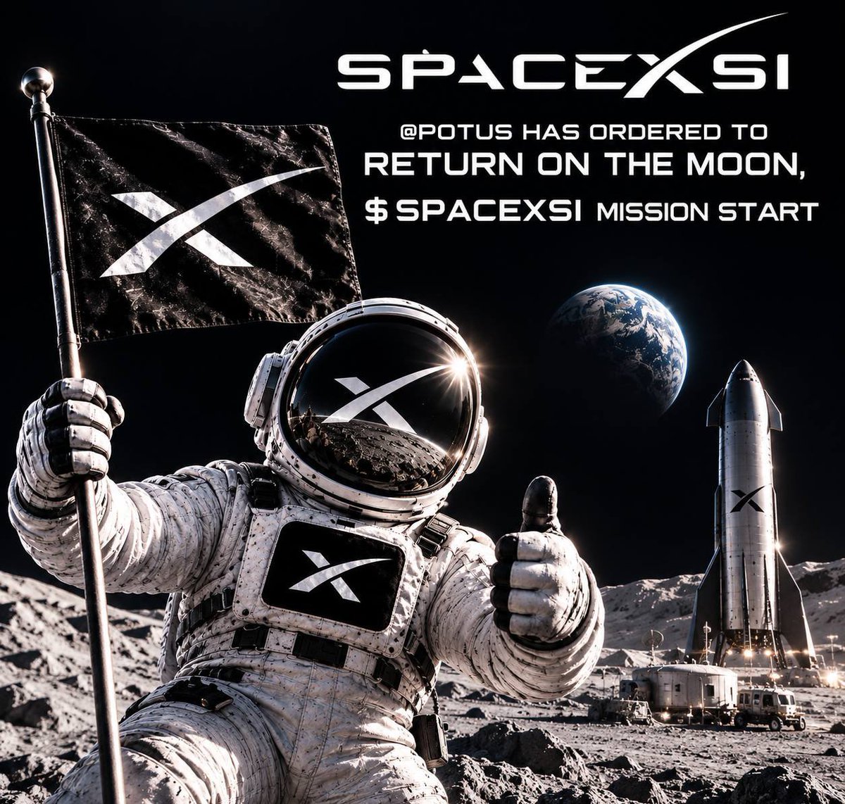 SPCX_Up's tweet photo. Engage. Moon mission starts here for $SPACEXSI even the president knows that. 🌓🚀 https://t.co/L4Ama8iSBO
