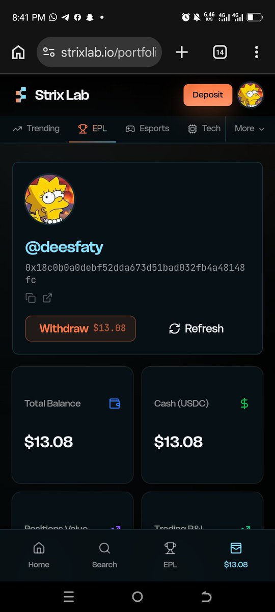 Deesfaty's tweet photo. @StrixLab_ @premierleague @LFC @ManCity Thanks so much @StrixLab_ 
My strixlab username is the same with my X username,I followed all rules,I love you guys ❤️❤️
I won at the prediction market, I've not won before 
I hope I'll be considered 🥰 https://t.co/ZM1TygEke4