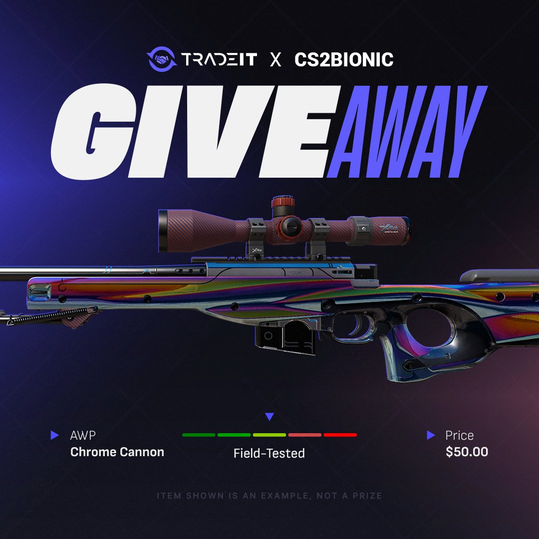 CS2Bionic's tweet photo. 💰 $50 GIVEAWAY!

✅ Follow Me &amp; @tradeit_gg 
✅ Retweet
✅ Tag 2 Friends

⏰ Giveaway Ends in 7 Days! https://t.co/lJiNsiGgxG