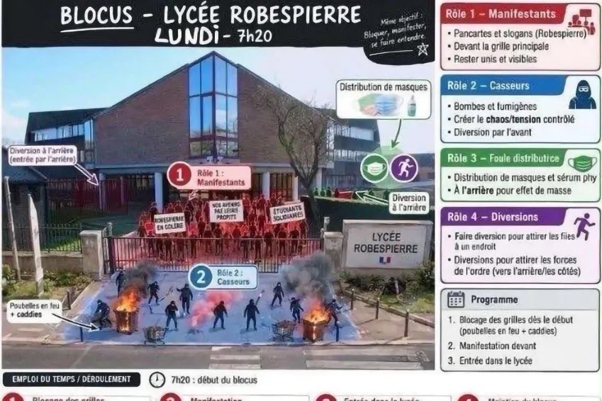 SlMONWEINBERG's tweet photo. BLOCUS LYCÉENS : Les notes du renseignement confirment l’implication d’élus LFI dans la préparation des blocus selon le JDD

Les remontées d'informations des services de renseignement et les notes de la Direction du renseignement de la préfecture de police de Paris (DRPP) confirment l'implication opérationnelle de plusieurs cadres et députés de La France insoumise dans les mouvements de blocage lycéens.

📣 Appels répétés à l'extension des troubles : Dès le 21 septembre, le député Louis Boyard soutient publiquement les blocus et appelle explicitement à leur généralisation, provoquant une réaction du ministre de l'Éducation nationale qui dénonce une instrumentalisation politique de la jeunesse.

👮‍♂️ Une présence active sur le terrain : La note de la DRPP du 28 septembre recense de nombreuses actions en Seine-Saint-Denis et à Paris, en relevant la présence directe d'élus et de figures de gauche : Bally Bagayoko protégeant des lycéens à Saint-Denis, Thomas Portes lançant des vivres par-dessus un cordon de CRS, ou encore Louis Boyard participant à un sit-in à Panthéon-Assas.

⚠️ L'alerte des services de l'État : Les services de police estiment que ces mouvements témoignent d'une « instrumentalisation de structures syndicales étudiantes et de mouvements politiques proches de l'extrême gauche », relevant même la circulation d'appels à utiliser des armes improvisées.

🏛️ La mise en cause officielle : Suite à une réunion de crise interministérielle, Matignon a publiquement pointé du doigt LFI et ses relais d'ultragauche derrière cette « manœuvre organisée », une analyse partagée par l'ensemble des services de renseignement.

📌Sous couvert de soutien à la jeunesse, les élus insoumis orchestrent une stratégie de tension et de déstabilisation des établissements scolaires.

Source JDD

#LFI #LouisBoyard #ThomasPortes #BlocusLycéens #JDD