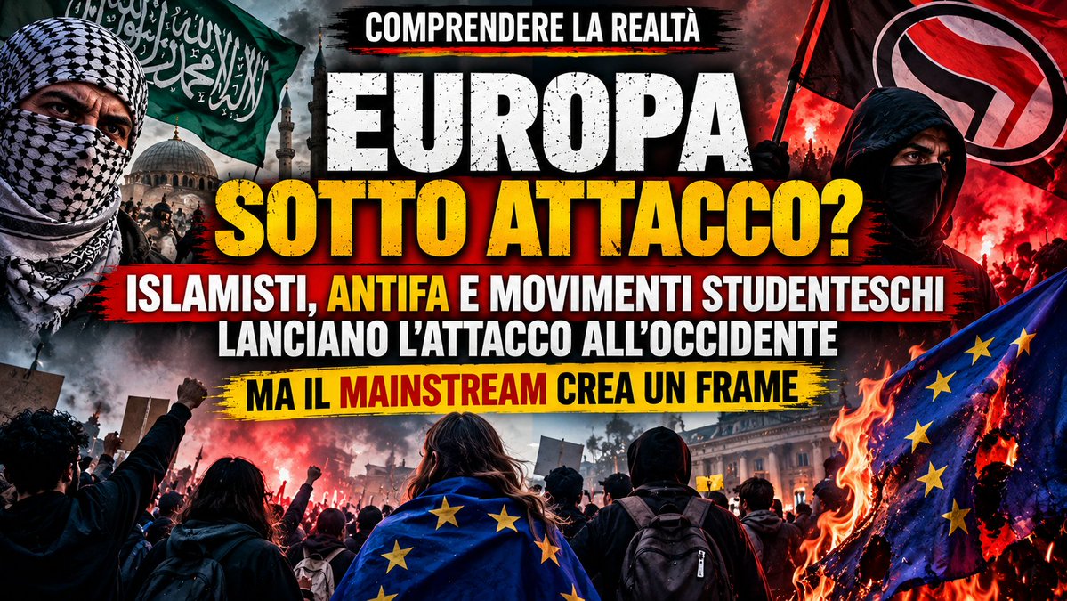 Veleno_Q_B's tweet photo. 📅 LUNEDÌ 12 OTTOBRE 2026
🕣 ORE 08:30
🔴 LIVE: COMPRENDERE LA REALTÀ
▶️ https://t.co/MvtRFut1c9
🚨 EUROPA SOTTO ATTACCO?

🔥 ISLAMISMO RADICALE, ANTIFA E MOVIMENTI STUDENTESCHI: CHI STA ALIMENTANDO IL CAOS?

⚠️ E SE IL VERO CAMPO DI BATTAGLIA FOSSE LA NARRAZIONE?
🇫🇷 Dalla Francia al resto d'Europa, scuole, università e piazze diventano terreno di scontro politico e ideologico.

Proteste, occupazioni, violenze, radicalizzazione e tensioni sociali.

Ma dietro ciò che vediamo esiste una strategia comune oppure siamo davanti a fenomeni differenti che i media raccontano attraverso un preciso FRAME?

💥 LE DOMANDE CHE IL DIBATTITO PUBBLICO NON PUÒ IGNORARE:

🔴 Esistono convergenze tra islamismo politico, ambienti Antifa e organizzazioni studentesche?

🔴 Chi organizza, sostiene e influenza le mobilitazioni?

🔴 Perché alcune violenze conquistano le prime pagine mentre altre ricevono minore attenzione?

🔴 Il mainstream racconta i fatti oppure costruisce una narrazione funzionale a determinati interessi?

🔴 Qual è il confine tra protesta legittima, radicalizzazione e violenza politica?

🎙️ COSIMO MASSARO | PAOLA | VELENO

📺 Sul canale VELENO QUANTO BASTA

🔥 COMPRENDERE LA REALTÀ SIGNIFICA ANDARE OLTRE IL FRAME!
Non basta sapere cosa accade. Bisogna capire perché accade, chi lo racconta e soprattutto quali elementi vengono lasciati fuori.
👉 SEGUI LA DIRETTA E CONDIVIDI!

🔴 https://t.co/MvtRFut1c9

💬 **