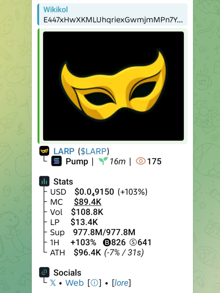 WikiKol1's tweet photo. Watch your entry on $LARP
CA
E447xHwXKMLUhqriexGwmjmMPn7YSsvyRKv9L2Tdpump
#SMNO #CRYPTOAI #CRYPTOCLARITYACT #MEMECOIN https://t.co/t7n9bouRBE