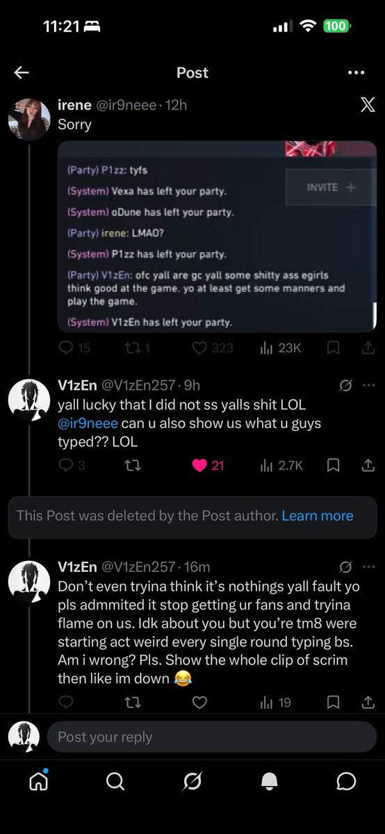 V1zEn257's tweet photo. @ir9neee yo unblock me, don’t tryina avoid this problem. I don’t want any team to experience with ur team 😭😭😭😭 pls don’t scrim with the players name “irene” if you really think it’s nothings yall fault show us the vod after 7-13. posting my words but not urs is urs? https://t.co/p2Ij1BC8Uq