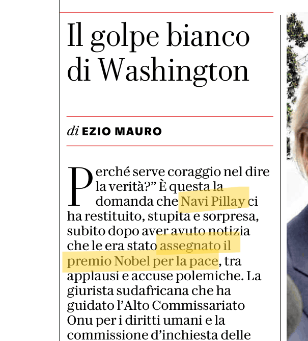 rafforiani's tweet photo. C'è un popolo sequestrato, torturato, umiliato, bombardato tutte le notti, ma @eziomauro usa il Premio Nobel alla giurista che ne denuncia lo sterminio per parlare di Putin.
Russia 21 pacchetti di sanzioni, Israele zero.
Incredibile. @repubblica https://t.co/oW1tGwwyyz