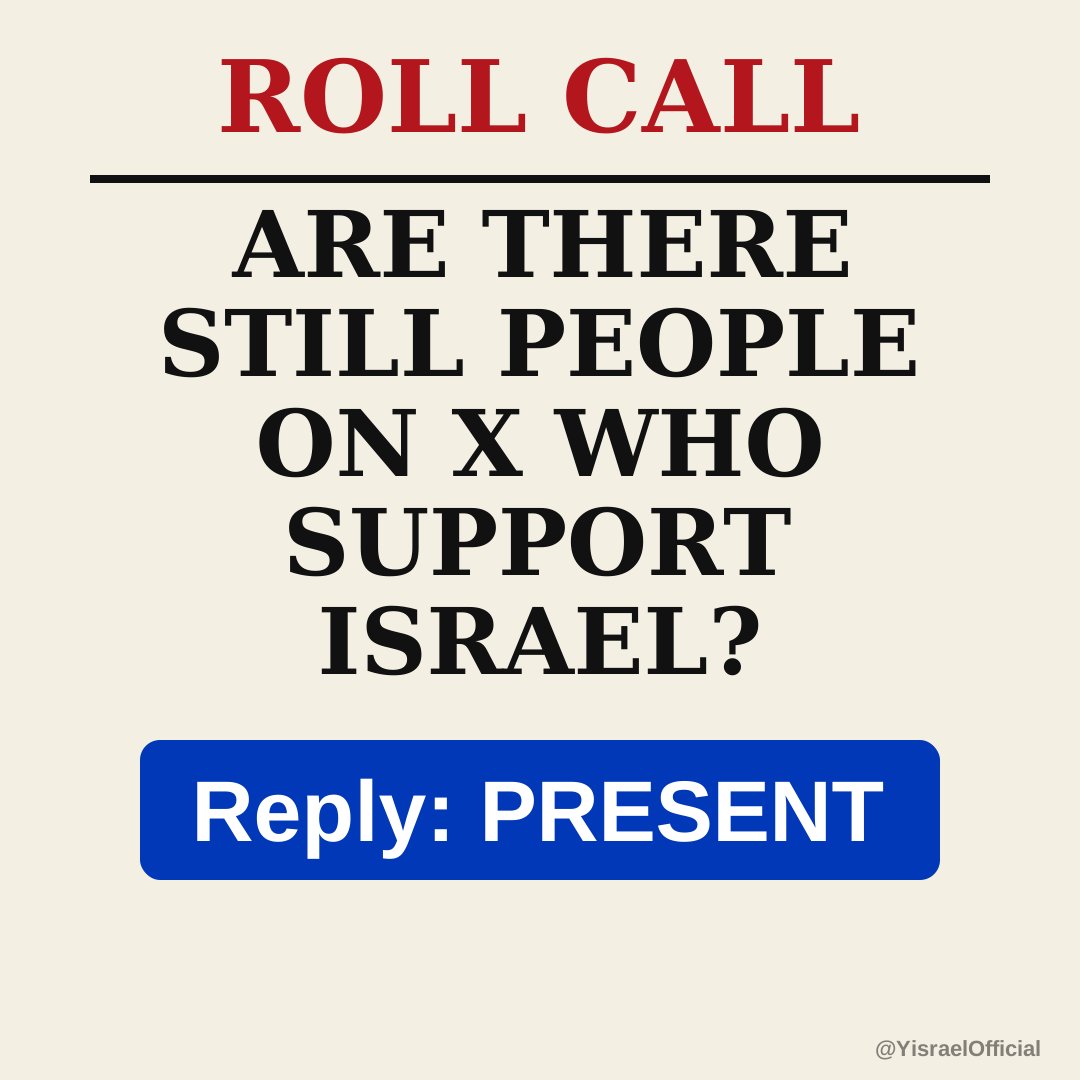 YisraelOfficial's tweet photo. ⁉️

Are there still people on X who support Israel?

Reply PRESENT
Reply YES
Reply AM YISRAEL CHAI 

‼️ https://t.co/kndmh5YOUv