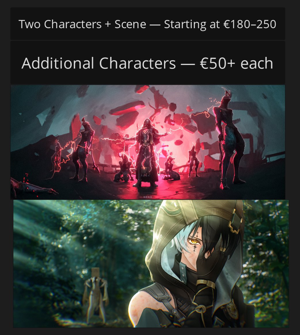 Nerulios's tweet photo. 💖 Commissions are OPEN! 💖
(3 slots open at once)
-
For more info and details you can message me here or on discord : nerolius.
-
Payments are trough paypal ✨
#blender #aftereffects https://t.co/IiODOr8s9q