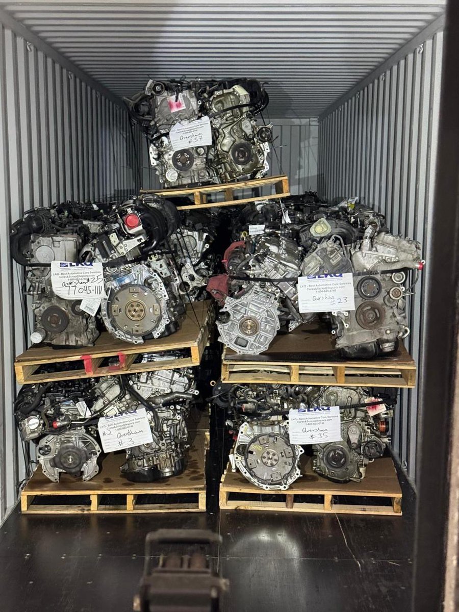 shan3700's tweet photo. 🚢 Houston, Texas 🇺🇸 ➡️ Dubai, UAE 🇦🇪

Another container of quality used engines &amp; transmissions being loaded for export!

⚙️ Reliable Sourcing | Wholesale Trading | Global Shipping
Qureshan General Trading LLC 🌍
#Houston #Dubai #UsedEngines #AutoParts #ImportExport https://t.co/DrXb8GA1qX