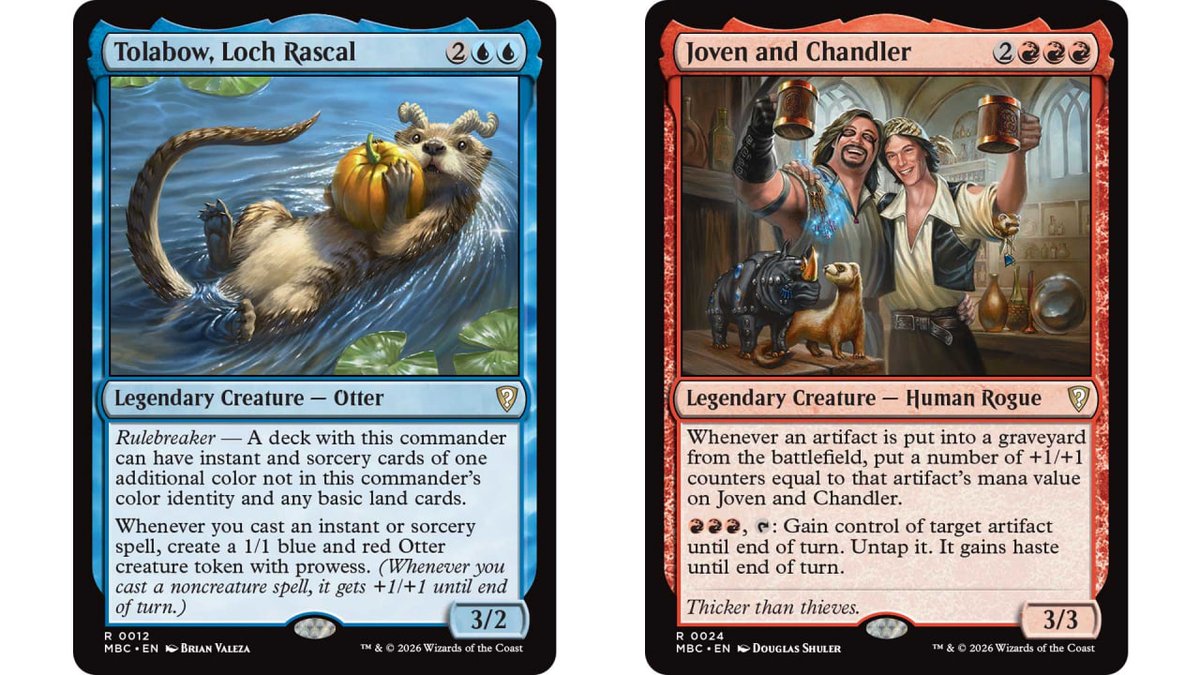 BifrostTrading's tweet photo. Between the otter with a pumpkin and a pair of rogues celebrating with mugs, the vibes are immaculate. Whether you are building around instant and sorcery synergy or artifact-driven value, magic the gathering is looking like a wild ride in 2026. https://t.co/h2G5RvCML7