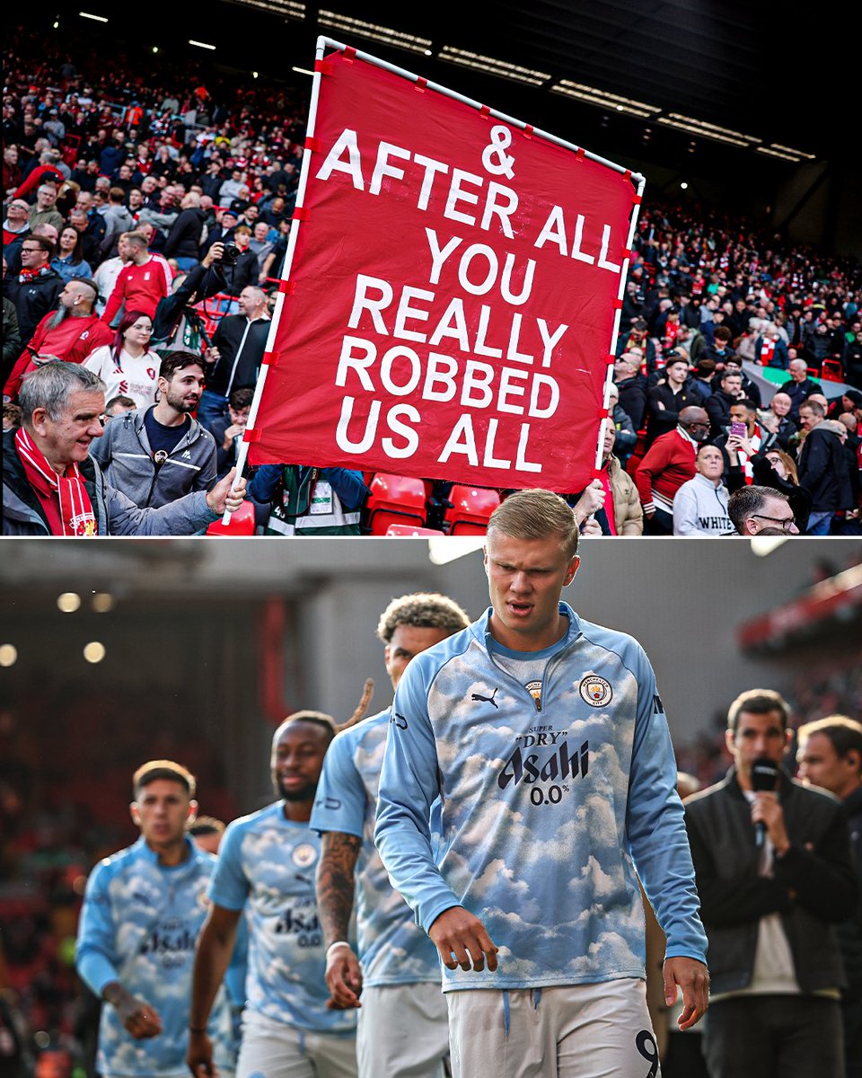 ESPNFC's tweet photo. Some of the signs at Anfield for Liverpool vs. Manchester City 👀 https://t.co/9rY2UGgZcU