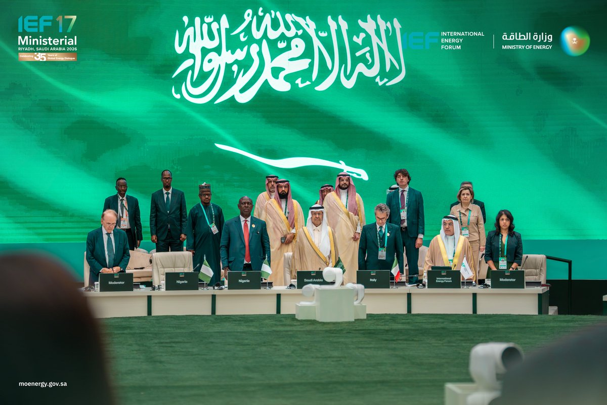 MoEnergy_Saudi's tweet photo. Minister of Energy and Minister of Industry and Mineral Resources opens the 17th International Energy Forum Ministerial Meeting (IEF17) in Riyadh, under the theme “Energy Security and Shared Goals in a New Era.” https://t.co/Vsgvai4AQW