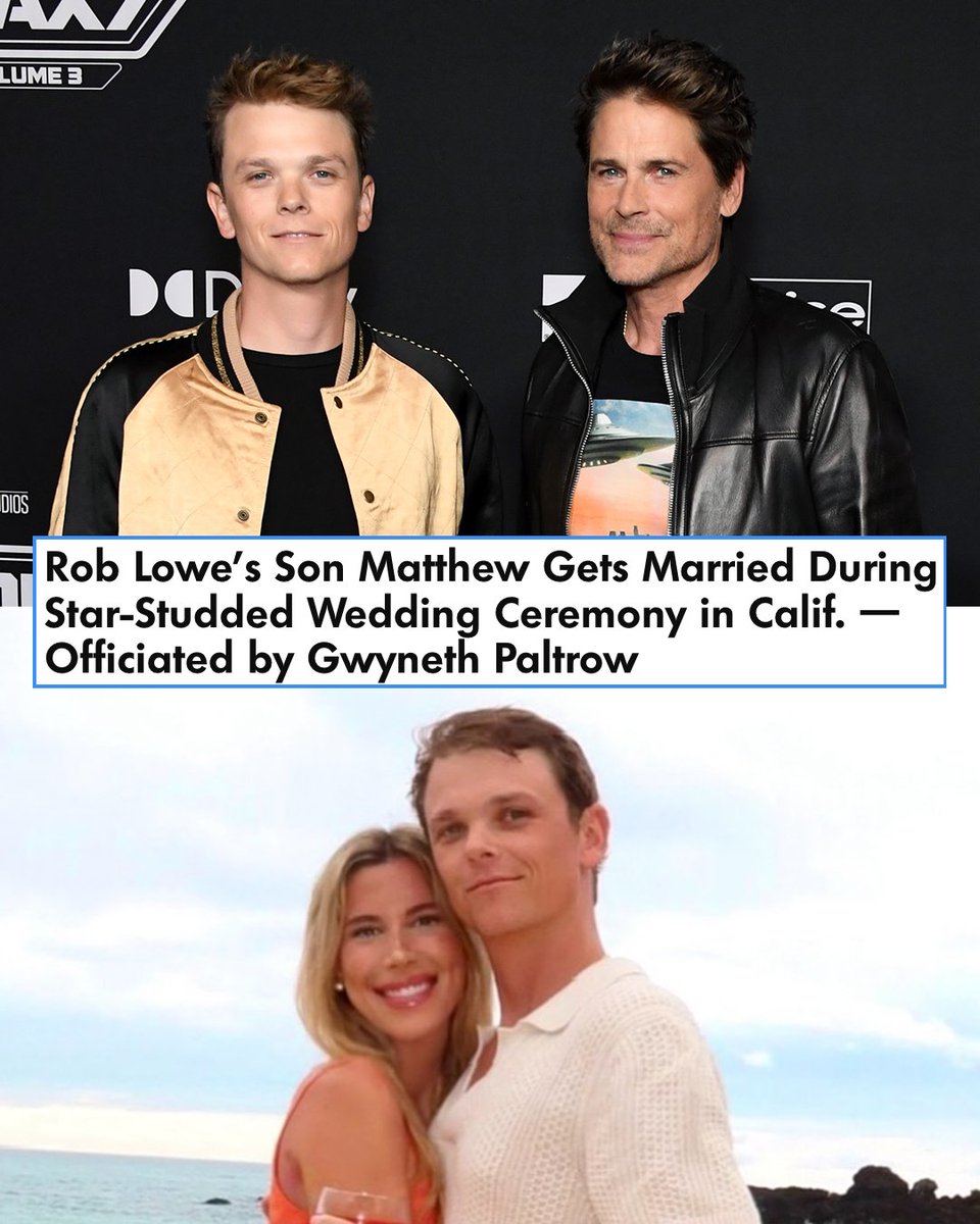people's tweet photo. 🔗: https://t.co/P4CFICmnL6

#RobLowe’s son Matthew Lowe is married! 💍 The eldest son of the actor wed Emily Markus in Santa Barbara, Calif., on Saturday, Oct. 10, with an A-list guest list including Katy Perry, Chris Pratt, Zoe Saldaña and to top it off — #GwynethPaltrow officiated the ceremony. Tap the link for the full story. 

 📷: Jon Kopaloff/WireImage; emilyymarkus/Instagram