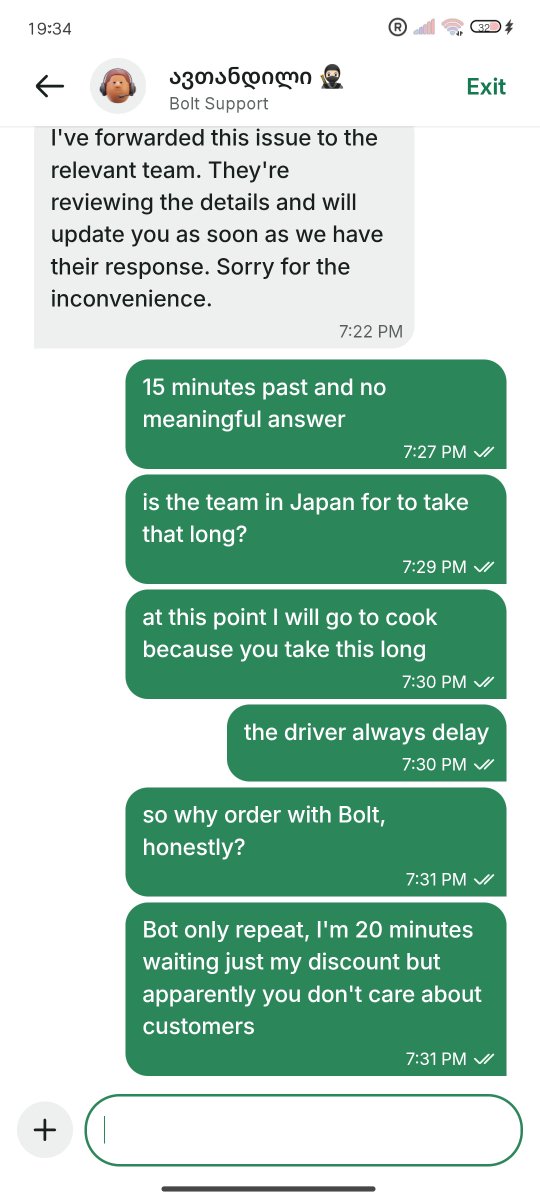 IprofEvo's tweet photo. hey @BoltFood_GE  is your customer service that incompetent to the point can't answer in 20 min? https://t.co/EgScAvclvZ