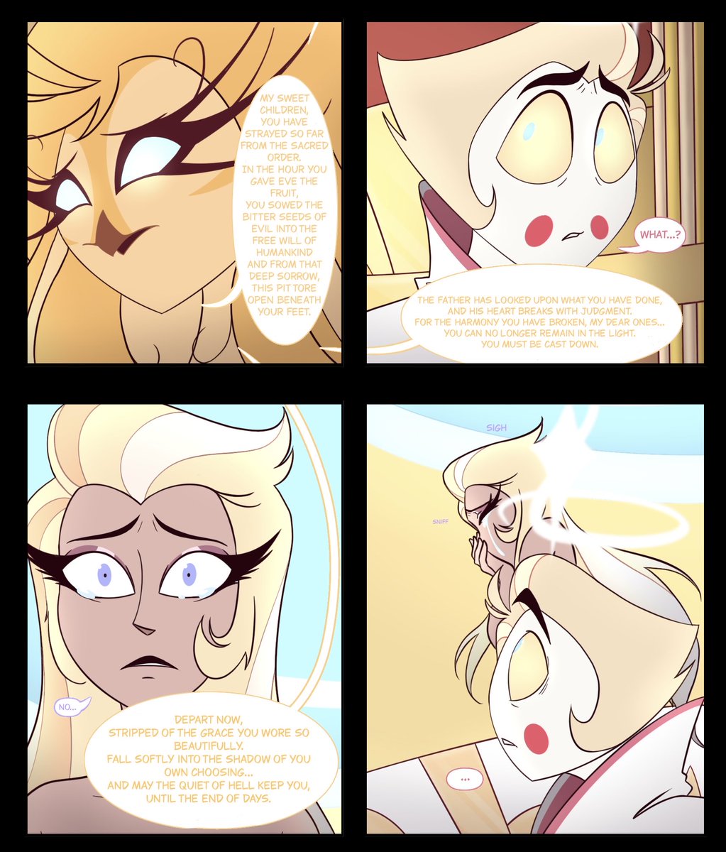 BlueLotus142's tweet photo. Hiii✨

Wanted to make a short comic of what happened before Lucifer’s and Lilith’s Fall (in my mind) and why, in this AU, Lucifer and Michael hate each other.✨

A sequel to the first panel I made of them?😅✨

Part 1/5 (?)

#LuciferMorningstar #HazbinHotelLucifer #HazbinHotelfanart #HazbinHotel
