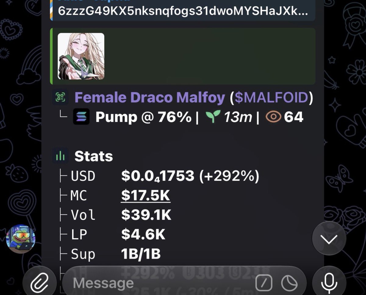 Pumptane_Kolin's tweet photo. $malfoid   →   31x profit 🚀🚀
Called at $17K MC  Ran to $546k MC.
Early as usual. don’t miss the next call 

Live Solana entries + updates: https://t.co/vvopIB8CcT

#memecoin #DYOR #NFA #HODL https://t.co/xu4yS7MYus