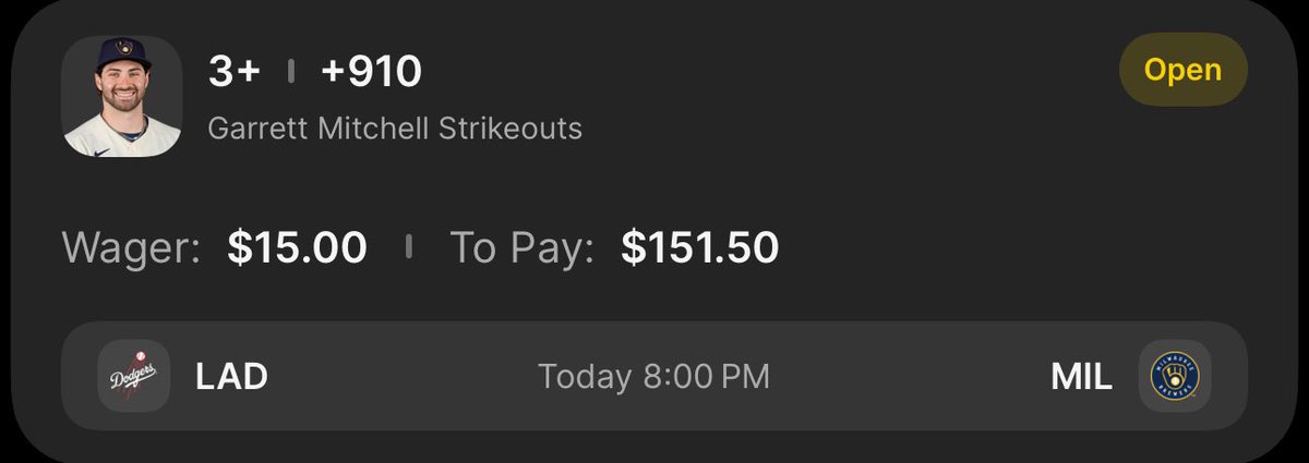 AMPAnalytics_'s tweet photo. Batter total Ks from @KSplitAnalytics 

+14000 3 leg .1u

Bauers o1.5 Ks +112 1u
Mitchell o1.5 Ks+171 1u
Mitchell o2.5 Ks +910 .3u

https://t.co/fEkhXT7HVc https://t.co/yZNrNtCAKb